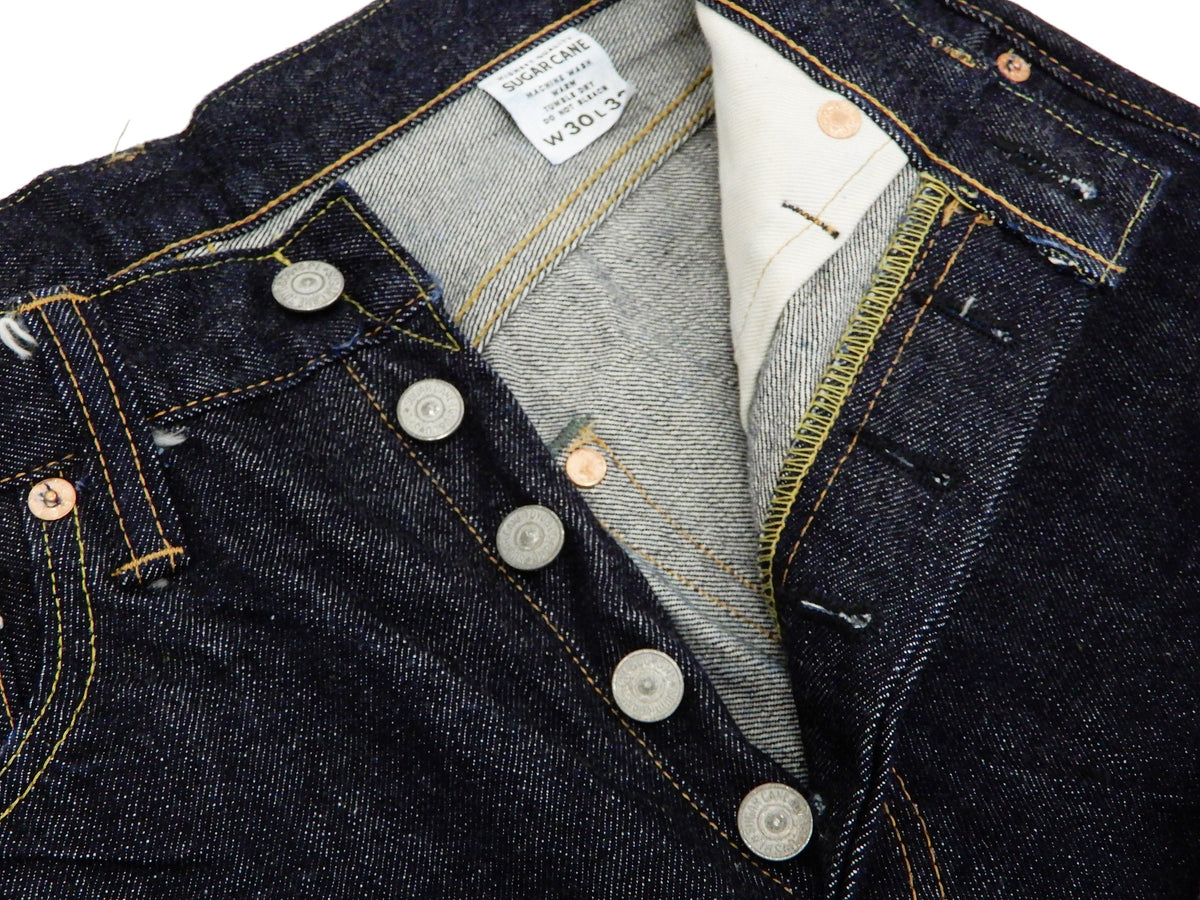 Sugar Cane Jeans Men's Slim Tapered Fit One-Washed 14.25 Oz. Japanese Selvedge Denim SC42021A