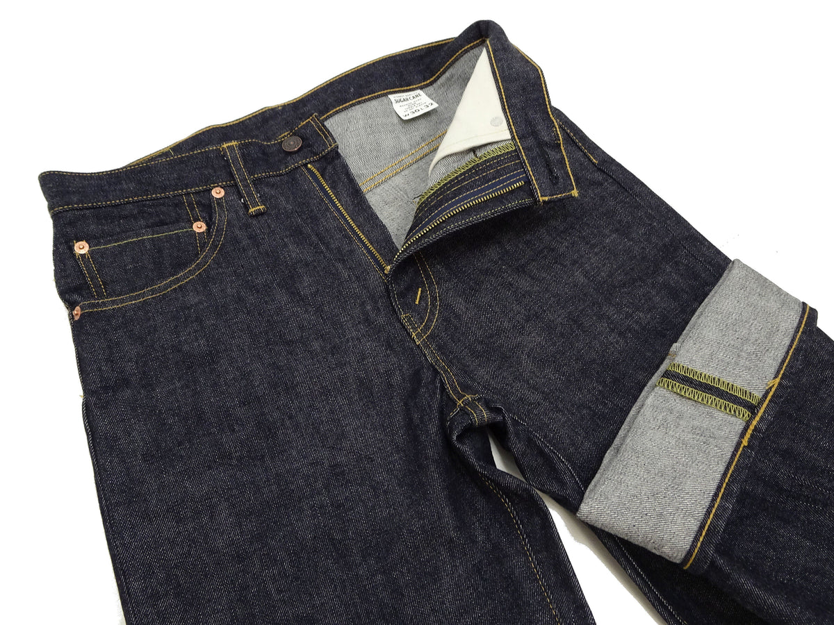 Sugar Cane Men's 14oz Denim Boot-Cut Jeans - Mid-Rise, Zip Fly, 1971-Spec Fabric x 1979-Style Silhouette - Made in Japan (SC42321 Indigo One Wash)