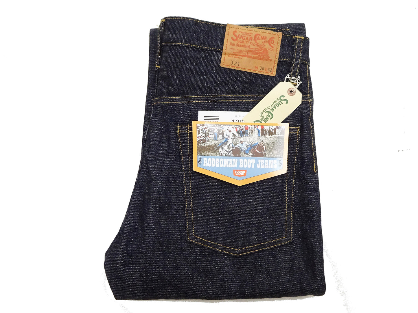 Sugar Cane Men's 14oz Denim Boot-Cut Jeans - Mid-Rise, Zip Fly, 1971-Spec Fabric x 1979-Style Silhouette - Made in Japan (SC42321 Indigo One Wash)