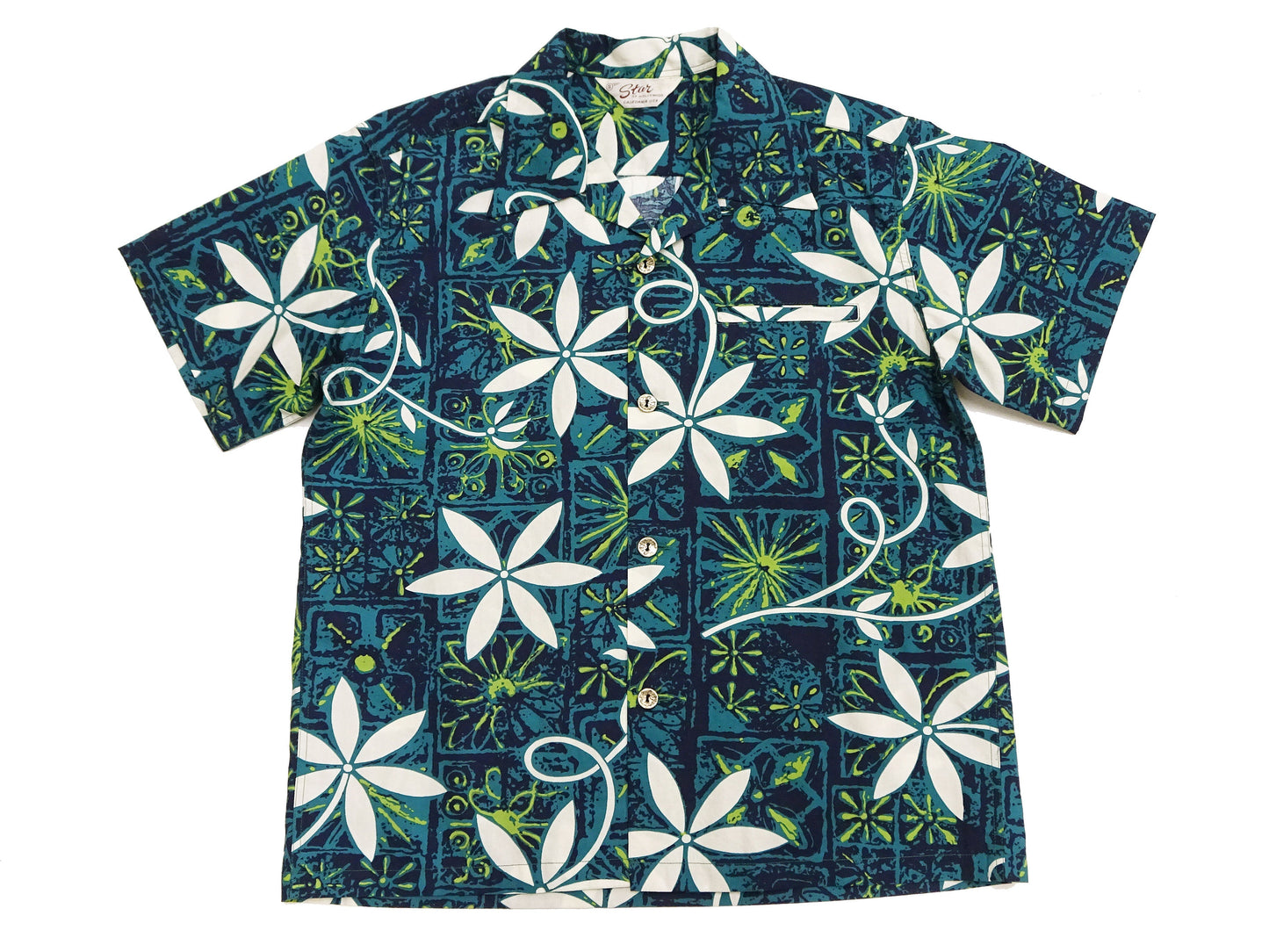 Star of Hollywood Elvis Presley Blue Hawaii Shirt Men's Casual All-Over Print Short-Sleeve Camp Collar Shirt Toyo Enterprises SH39493 145 Green