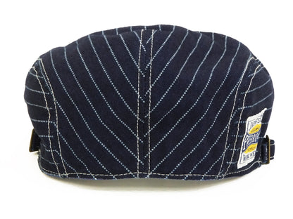 Pherrow's Men's Casual Vintage Style Wabash Stripe Flat Cap Made in Japan SHC1-W Indigo