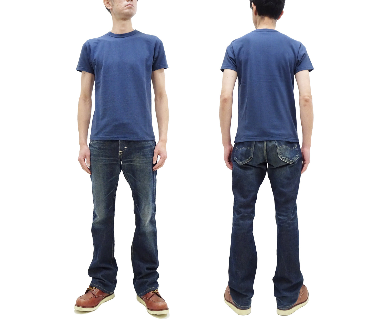 Samurai Jeans T-shirt Men's Plain Short Sleeve French Terry Fabric Tee Inlay Loopwheele T-Shirt SJST24-RIM Tetsukon Faded-Navy
