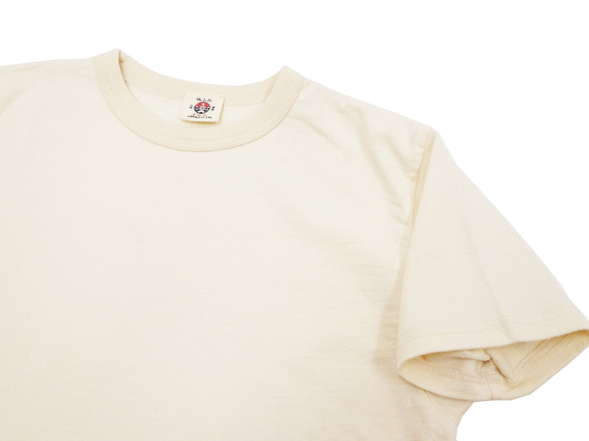Samurai Jeans T-shirt Men's Plain Short Sleeve French Terry Fabric Tee Inlay Loopwheele T-Shirt SJST24-RIM Faded-Ivory