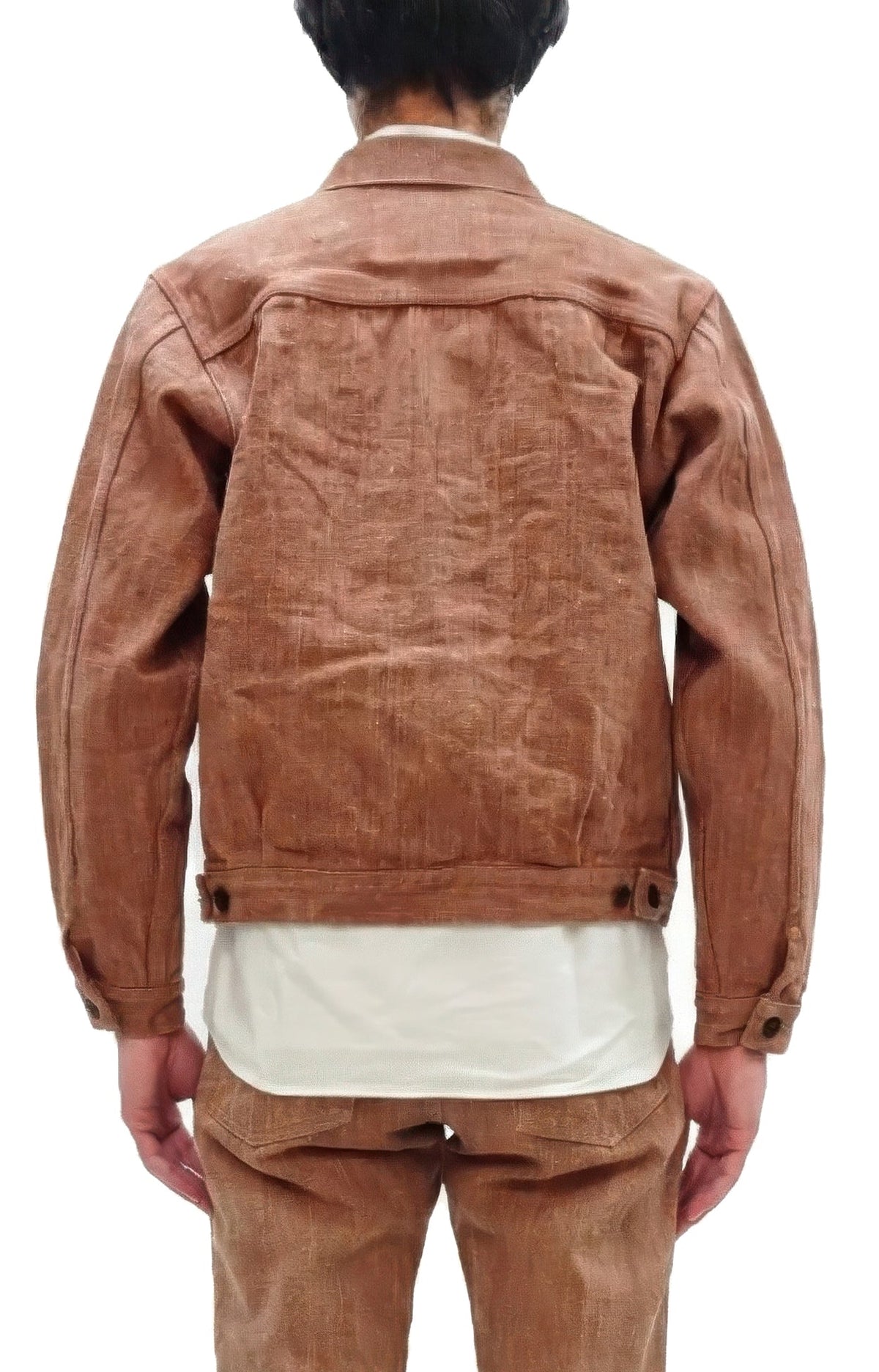 Studio D'artisan Denim Jacket SP-109 Men's 16oz. Natural Persimmon Tannin-Dyed Slub Selvedge Denim 1953 Type 2 Style Jean Jacket Reddish-brown One-Wash