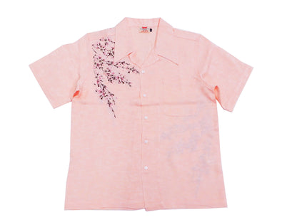 Hanatabi Gakudan Men's S/S Jacquard Shirt with Japanese Art Embroidery SS-001 Pink