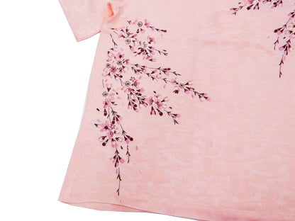 Hanatabi Gakudan Men's S/S Jacquard Shirt with Japanese Art Embroidery SS-001 Pink