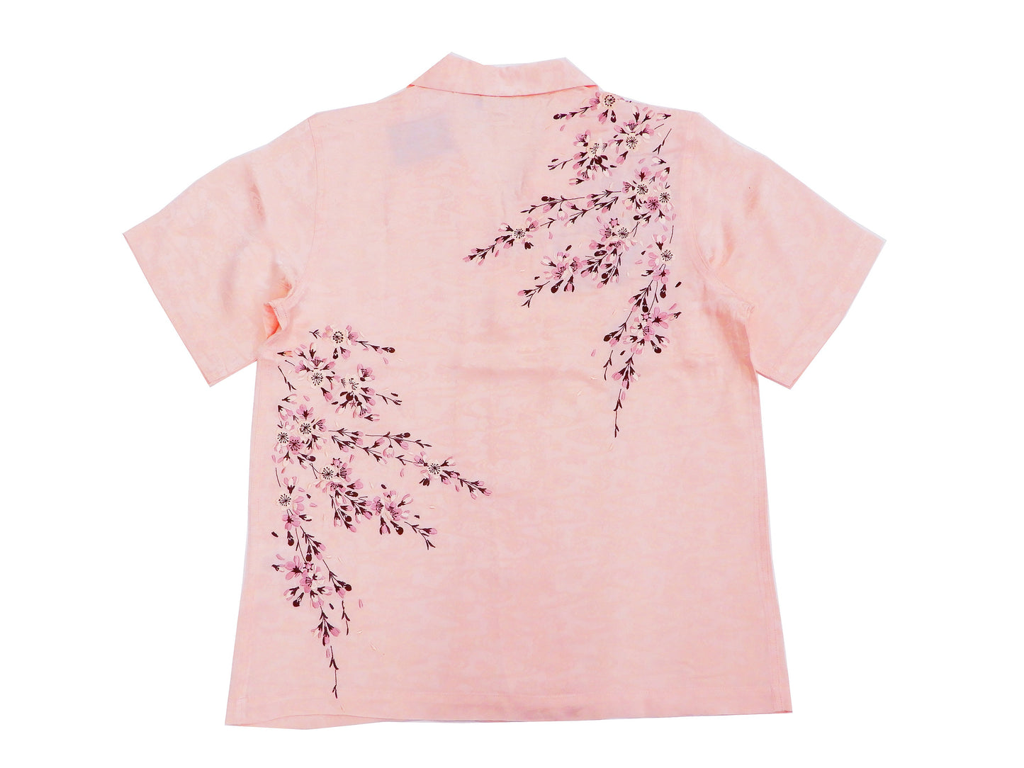 Hanatabi Gakudan Men's S/S Jacquard Shirt with Japanese Art Embroidery SS-001 Pink