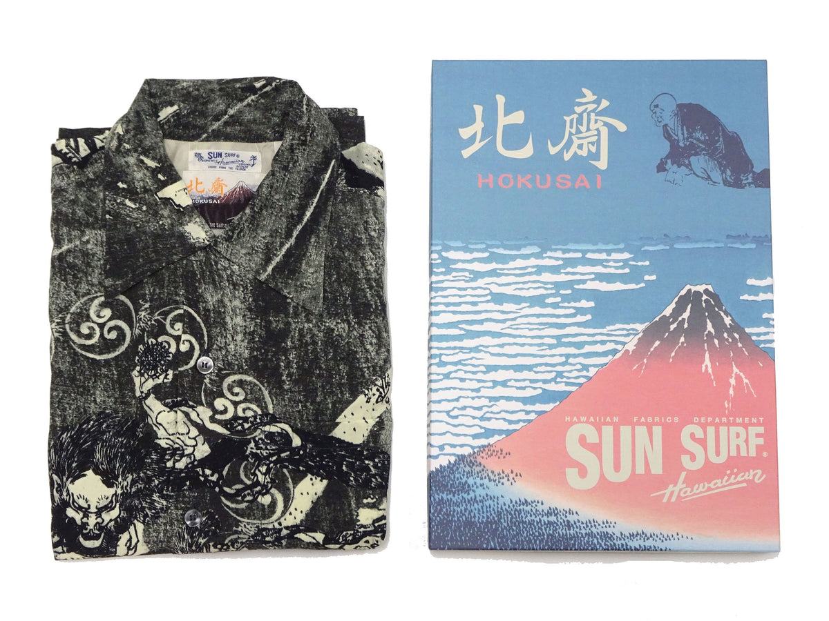Sun Surf Hawaiian Shirt Men's Japanese Art Katsushika Hokusai Short Sleeve Aloha Shirt SS39133 119 Black