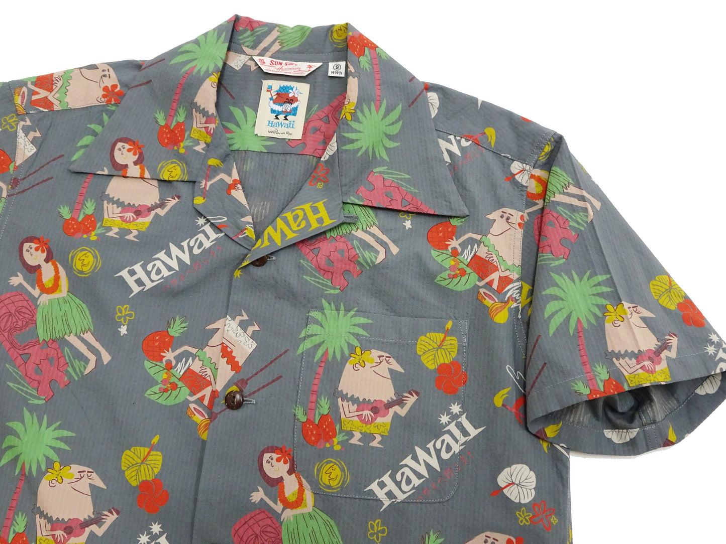 Sun Surf Men's Cotton Hawaiian Shirt - Uncle Torys Graphic Design - Short-Sleeve Aloha Shirt "TRIP TO HAWAII" SS39537 119 Faded-Black