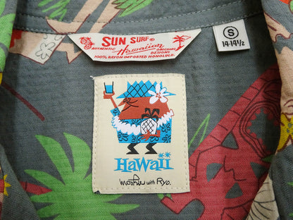 Sun Surf Men's Cotton Hawaiian Shirt - Uncle Torys Graphic Design - Short-Sleeve Aloha Shirt "TRIP TO HAWAII" SS39537 119 Faded-Black