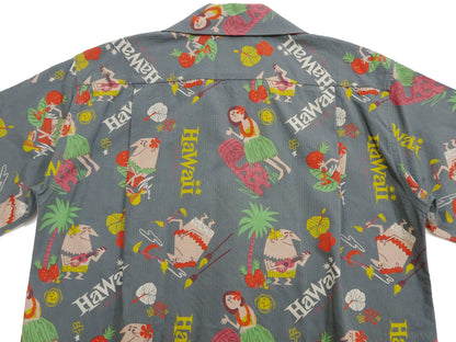Sun Surf Men's Cotton Hawaiian Shirt - Uncle Torys Graphic Design - Short-Sleeve Aloha Shirt "TRIP TO HAWAII" SS39537 119 Faded-Black