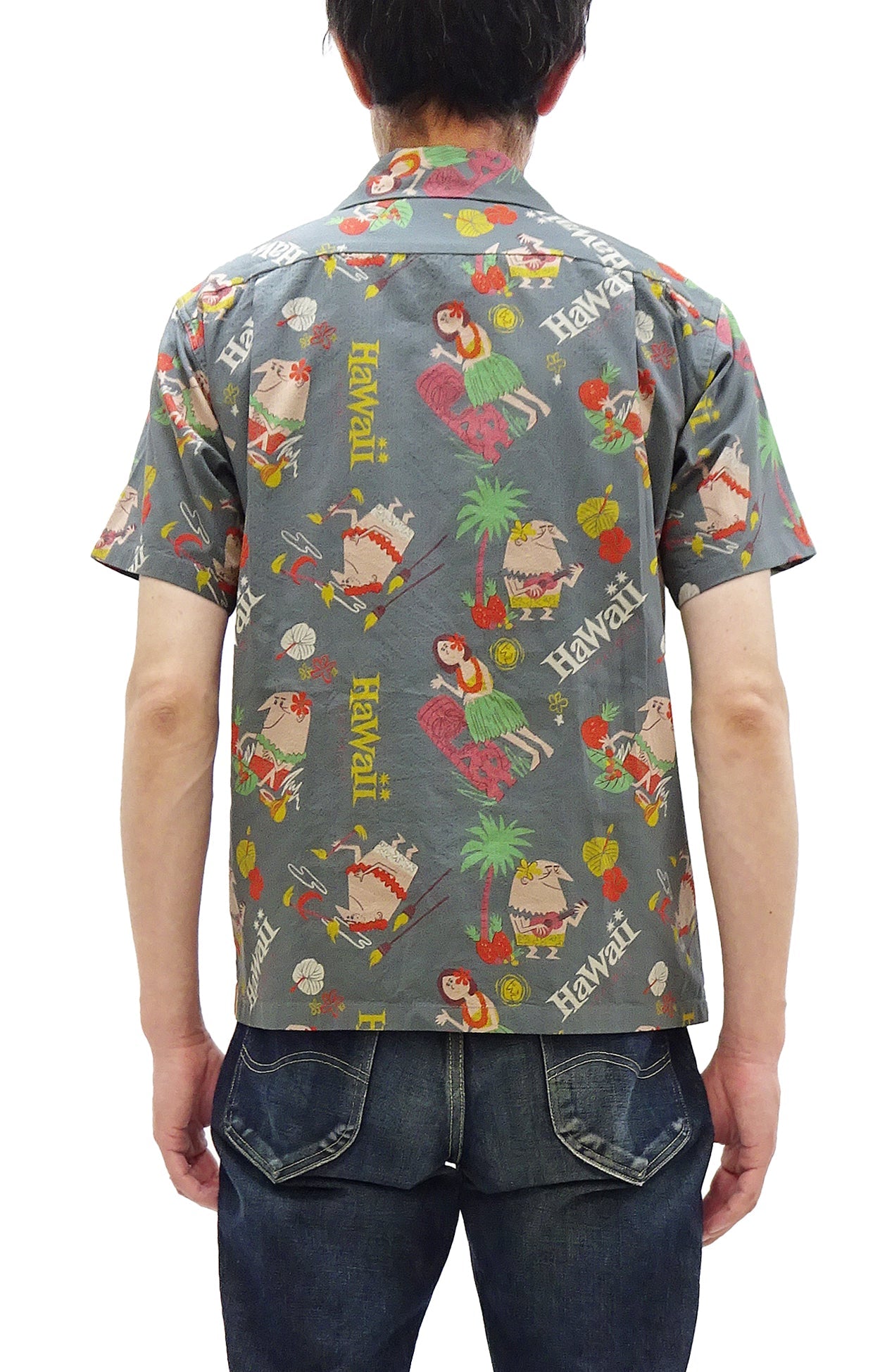 Sun Surf Men's Cotton Hawaiian Shirt - Uncle Torys Graphic Design - Short-Sleeve Aloha Shirt "TRIP TO HAWAII" SS39537 119 Faded-Black