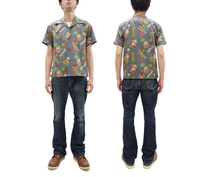 Sun Surf Men's Cotton Hawaiian Shirt - Uncle Torys Graphic Design - Short-Sleeve Aloha Shirt "TRIP TO HAWAII" SS39537 119 Faded-Black
