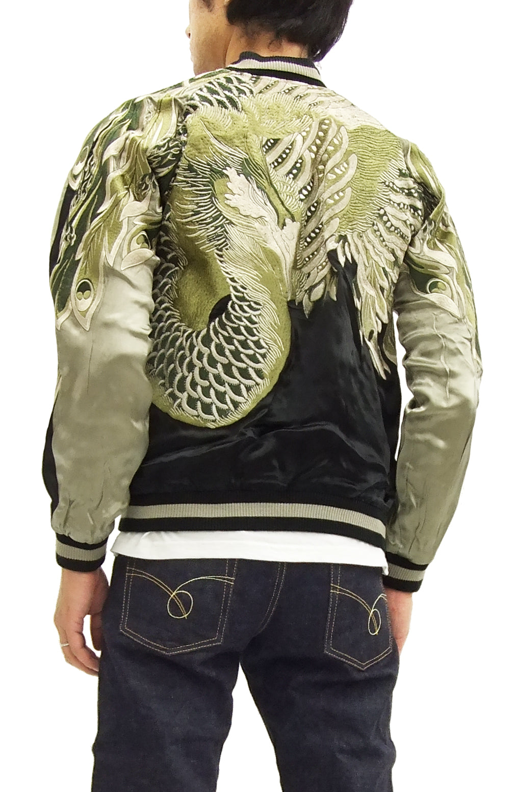 Hanatabi Gakudan Men's Japanese Souvenir Jacket Japanese Phoenix Sukajan Script SSJ-016