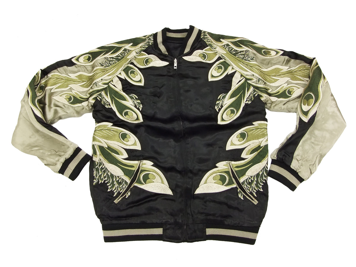 Hanatabi Gakudan Men's Japanese Souvenir Jacket Japanese Phoenix Sukajan Script SSJ-016