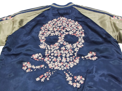 Hanatabi Gakudan Men's Japanese Souvenir Jacket Cherry Blossoms Skull Sukajan Script SSJ-509