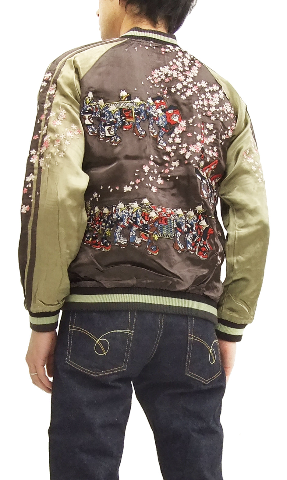 Hanatabi Gakudan Men's Japanese Souvenir Jacket Fox's Wedding Sukajan Script SSJ-511
