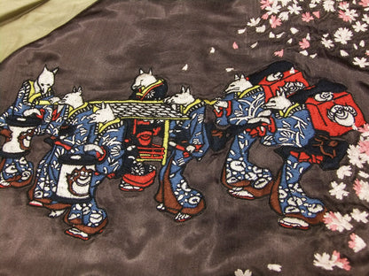 Hanatabi Gakudan Men's Japanese Souvenir Jacket Fox's Wedding Sukajan Script SSJ-511