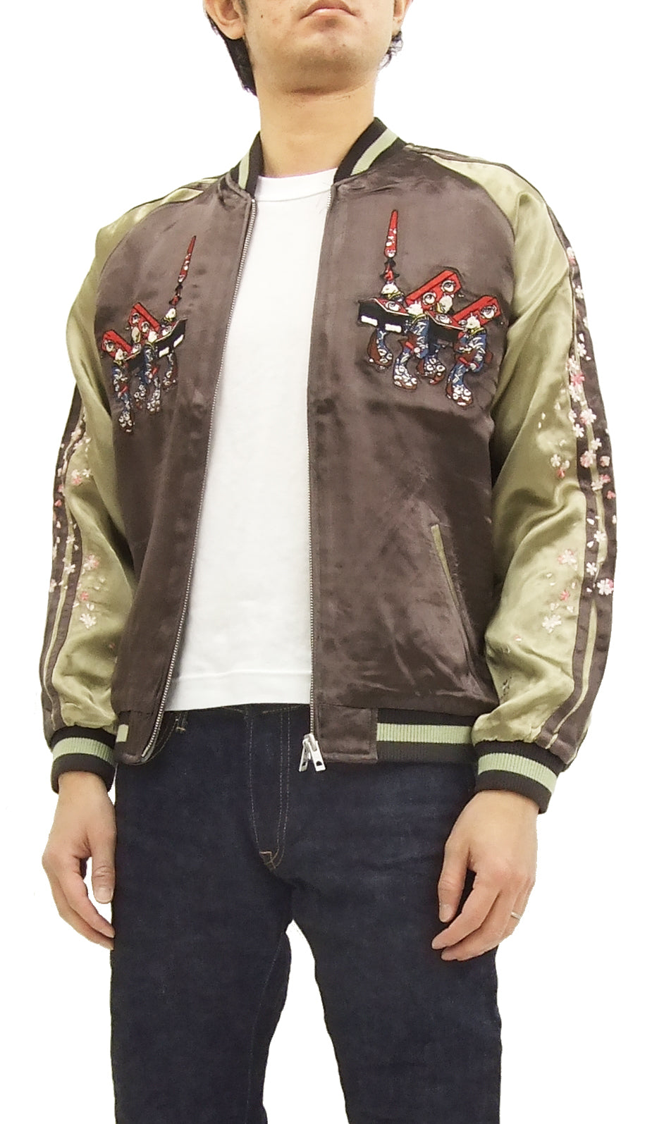 Hanatabi Gakudan Men's Japanese Souvenir Jacket Fox's Wedding Sukajan Script SSJ-511