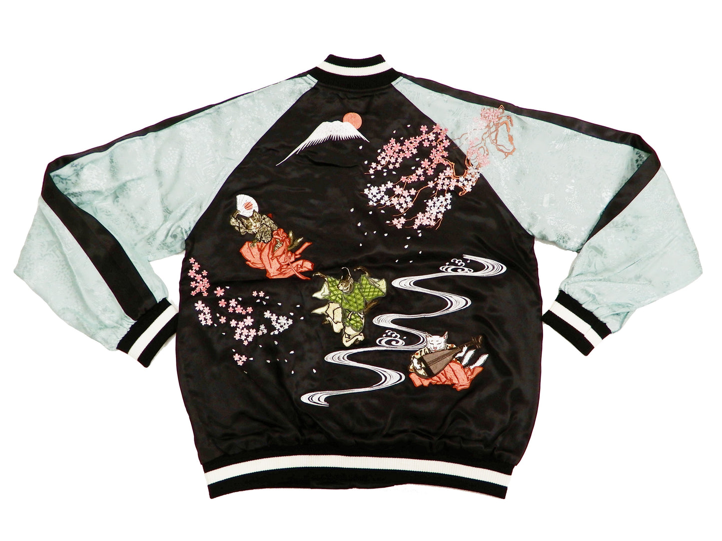 Hanatabi Gakudan Men's Japanese Souvenir Jacket Japanese Cat Art Sukajan SSJ-703