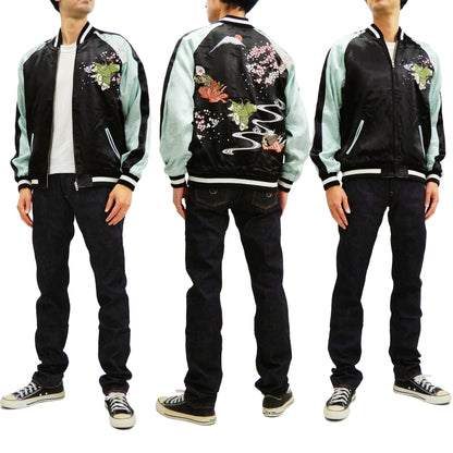 Hanatabi Gakudan Men's Japanese Souvenir Jacket Japanese Cat Art Sukajan SSJ-703