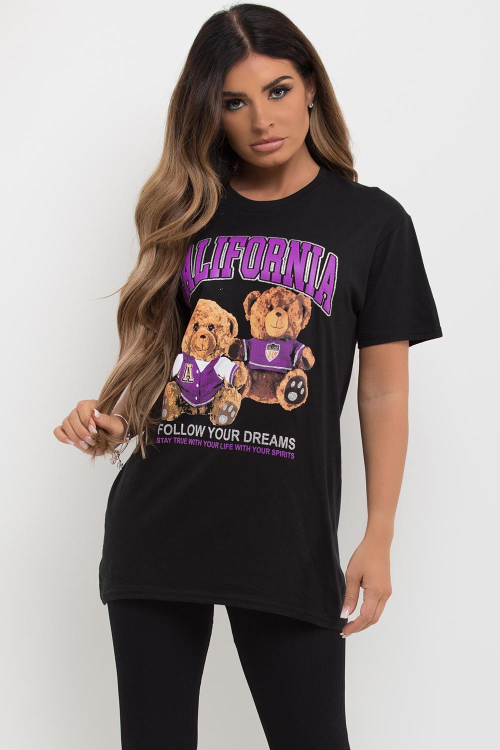California Teddy Bear Graphic T Shirt Black