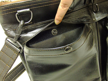 TOYS McCOY Men's Leather Shoulder Bag - U.S. Air Force Helmet Bag Style - TMA2418, 030 Black Horsehide x Nickel Zipper