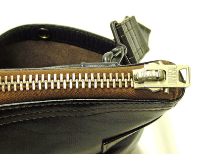 TOYS McCOY Men's Leather Shoulder Bag - U.S. Air Force Helmet Bag Style - TMA2418, 030 Black Horsehide x Nickel Zipper