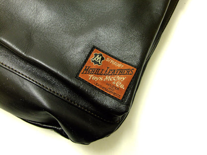 TOYS McCOY Men's Leather Shoulder Bag - U.S. Air Force Helmet Bag Style - TMA2418, 030 Black Horsehide x Nickel Zipper