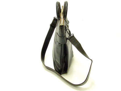 TOYS McCOY Men's Leather Shoulder Bag - U.S. Air Force Helmet Bag Style - TMA2418, 030 Black Horsehide x Nickel Zipper