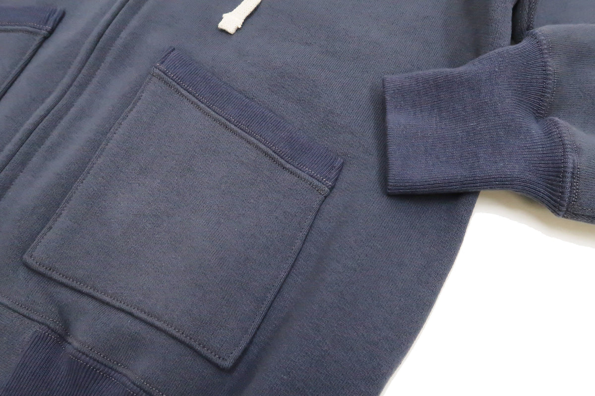 TOYS McCOY Plain Zip-Up Hoodie Men's Vintage Inspired Solid Zip Hooded Sweatshirt TMC2468 141 Faded-Bluish-Gray