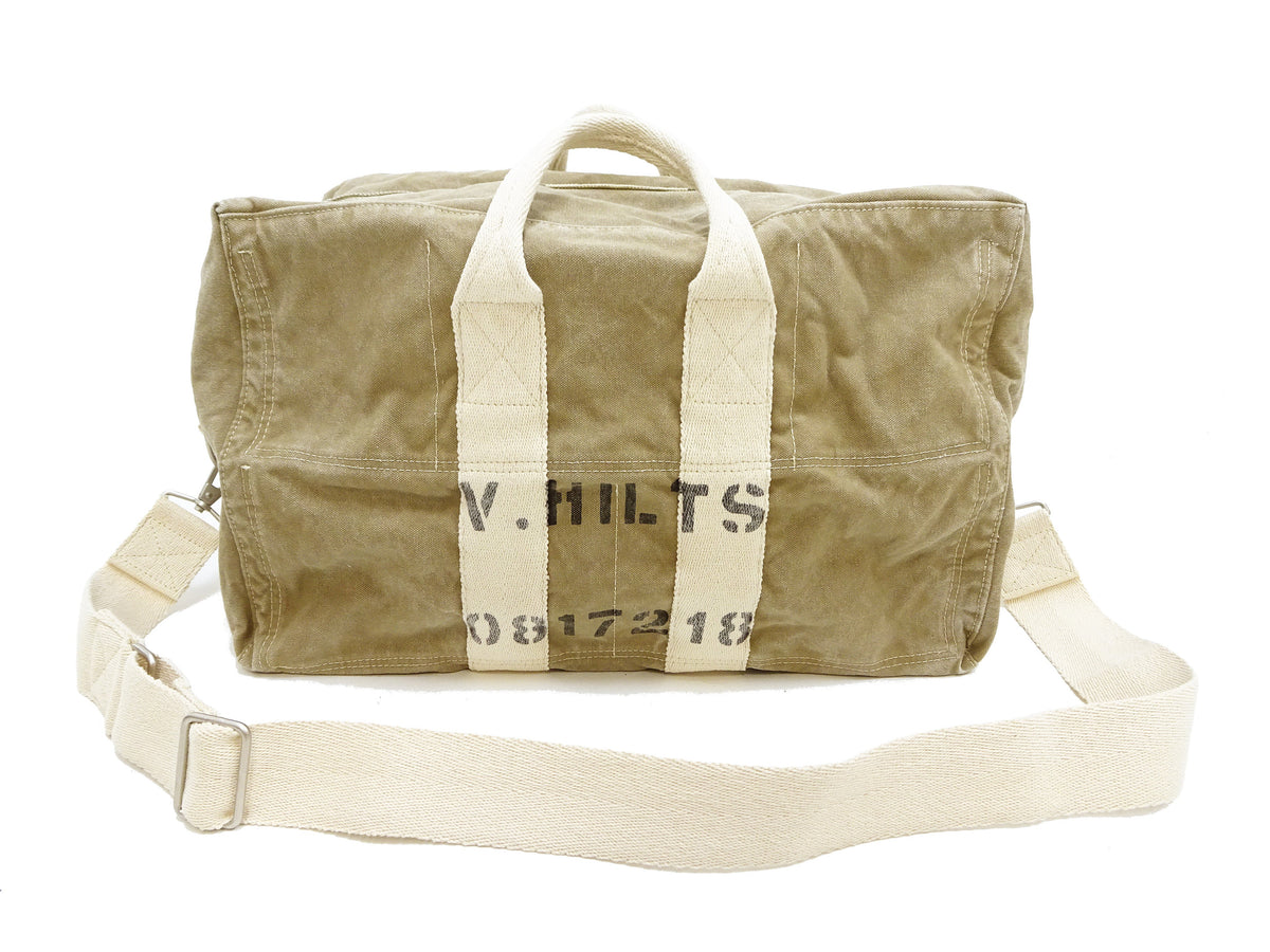 TOYS McCOY Men's Steve McQueen Aviator’s Kit Bag “V. HILTS” - Canvas Boston Duffel Bag Inspired by The Great Escape - Made in Japan (TMA2522 041 Khaki)