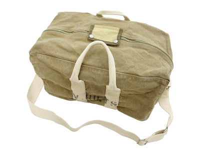 TOYS McCOY Men's Steve McQueen Aviator’s Kit Bag “V. HILTS” - Canvas Boston Duffel Bag Inspired by The Great Escape - Made in Japan (TMA2522 041 Khaki)
