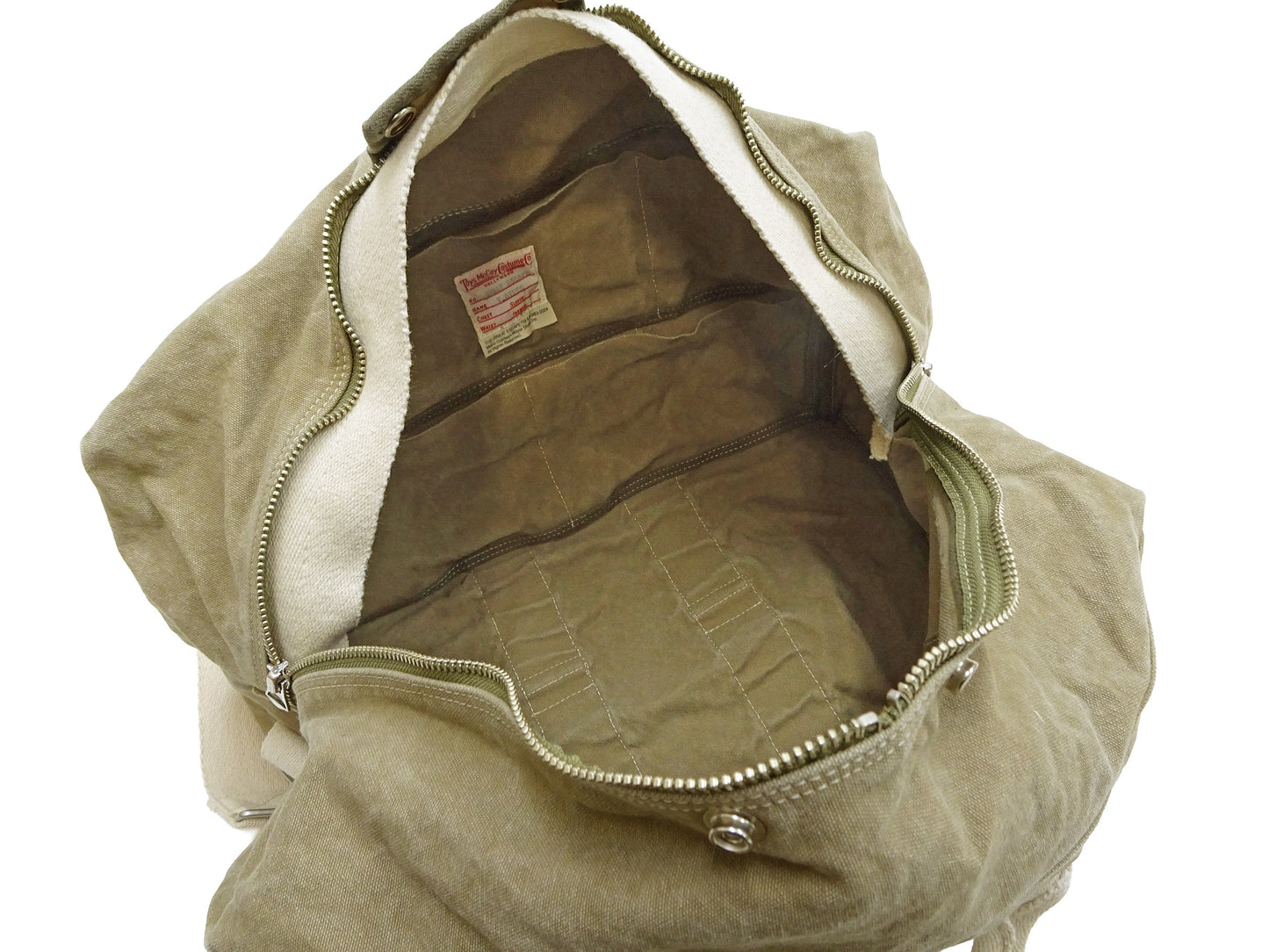 TOYS McCOY Men's Steve McQueen Aviator’s Kit Bag “V. HILTS” - Canvas Boston Duffel Bag Inspired by The Great Escape - Made in Japan (TMA2522 041 Khaki)