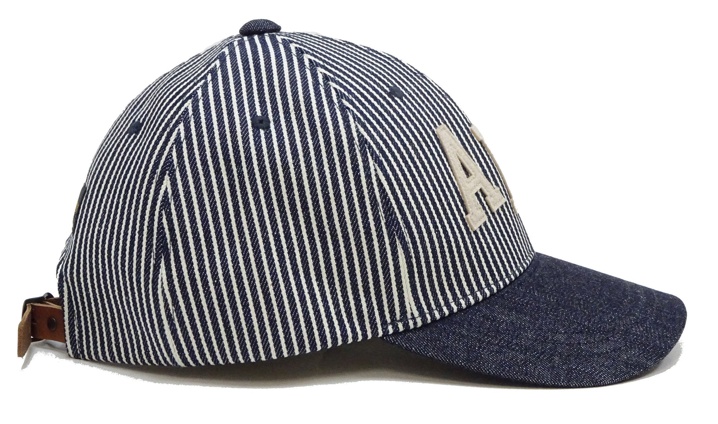 TOYS McCOY AFA Patch Cotton Cap - Men's Hickory Stripe & Denim Brim Military-Style Baseball Hat - TMA2527