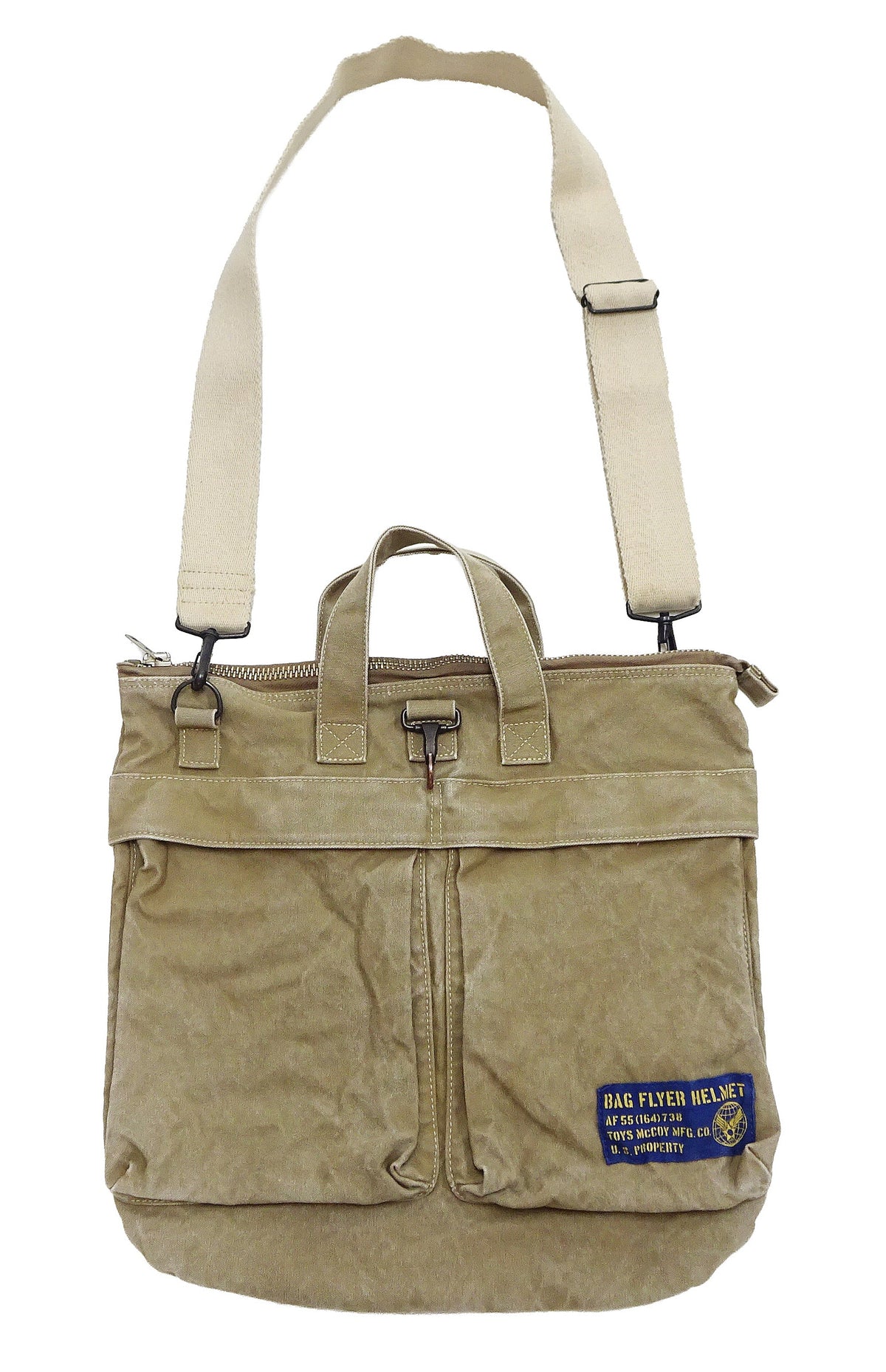 TOYS McCOY Men's Canvas Shoulder Bag - U.S. Air Force MIL-B-43290 Flight Helmet Bag Inspired - Made in Japan (TMA2528 041 Khaki)