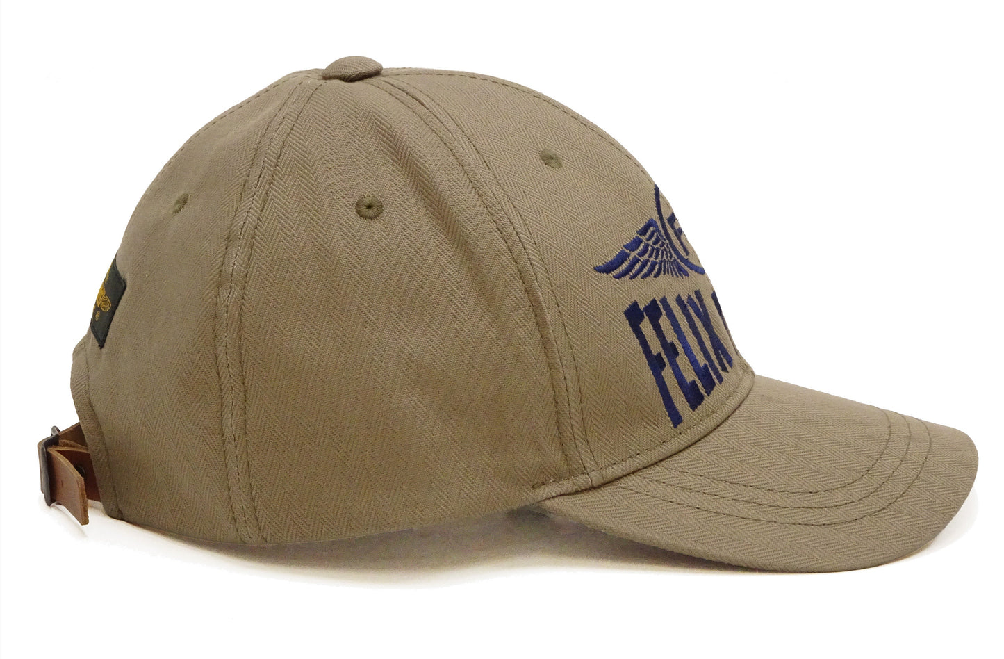 TOYS McCOY Men's Felix the Cat Non-Mesh Herringbone Twill 6-Panel Baseball Cap with Leather Strap Back, Made in Japan (TMA2601 041 Khaki)