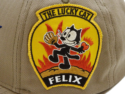 TOYS McCOY Men's Felix the Cat Non-Mesh Herringbone Twill 6-Panel Baseball Cap with Leather Strap Back, Made in Japan (TMA2601 041 Khaki)