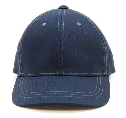 TOYS McCOY Men's Solid Baseball Cap (No Mesh) - Mid-Profile 6-Panel Cotton Herringbone Twill (HBT), Pre-Curved Brim, Leather Strap Back, Made in Japan (TMA2614 Color 120: Blue-Tinted Navy)