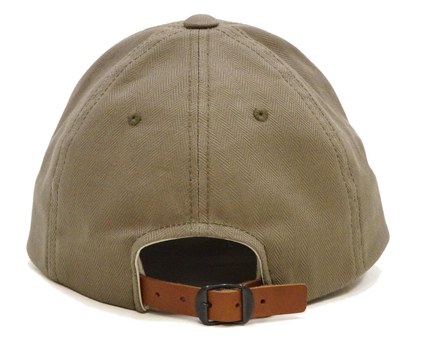 TOYS McCOY Men's Solid Baseball Cap (No Mesh) - Mid-Profile 6-Panel Cotton Herringbone Twill (HBT), Pre-Curved Brim, Leather Strap Back, Made in Japan (TMA2614 Color 040: Sand Beige)