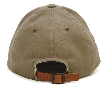 TOYS McCOY Men's Solid Baseball Cap (No Mesh) - Mid-Profile 6-Panel Cotton Herringbone Twill (HBT), Pre-Curved Brim, Leather Strap Back, Made in Japan (TMA2614 Color 040: Sand Beige)