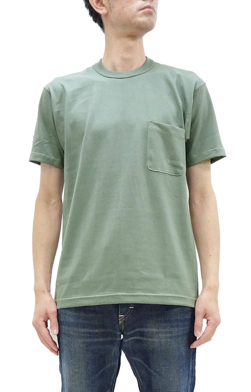 TOYS McCOY T-shirt Men's Steve McQueen Plain Pocket T-Shirt Short Sleeve Loopwheeled Tee TMC2410 160 Faded-Green