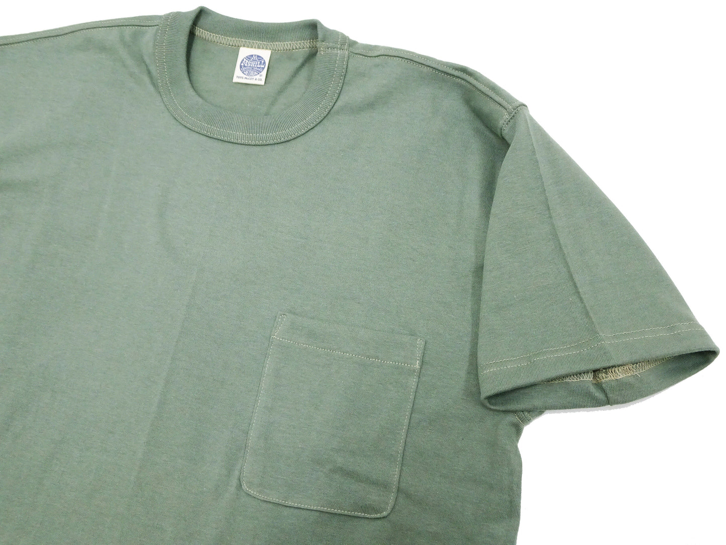 TOYS McCOY T-shirt Men's Steve McQueen Plain Pocket T-Shirt Short Sleeve Loopwheeled Tee TMC2410 160 Faded-Green