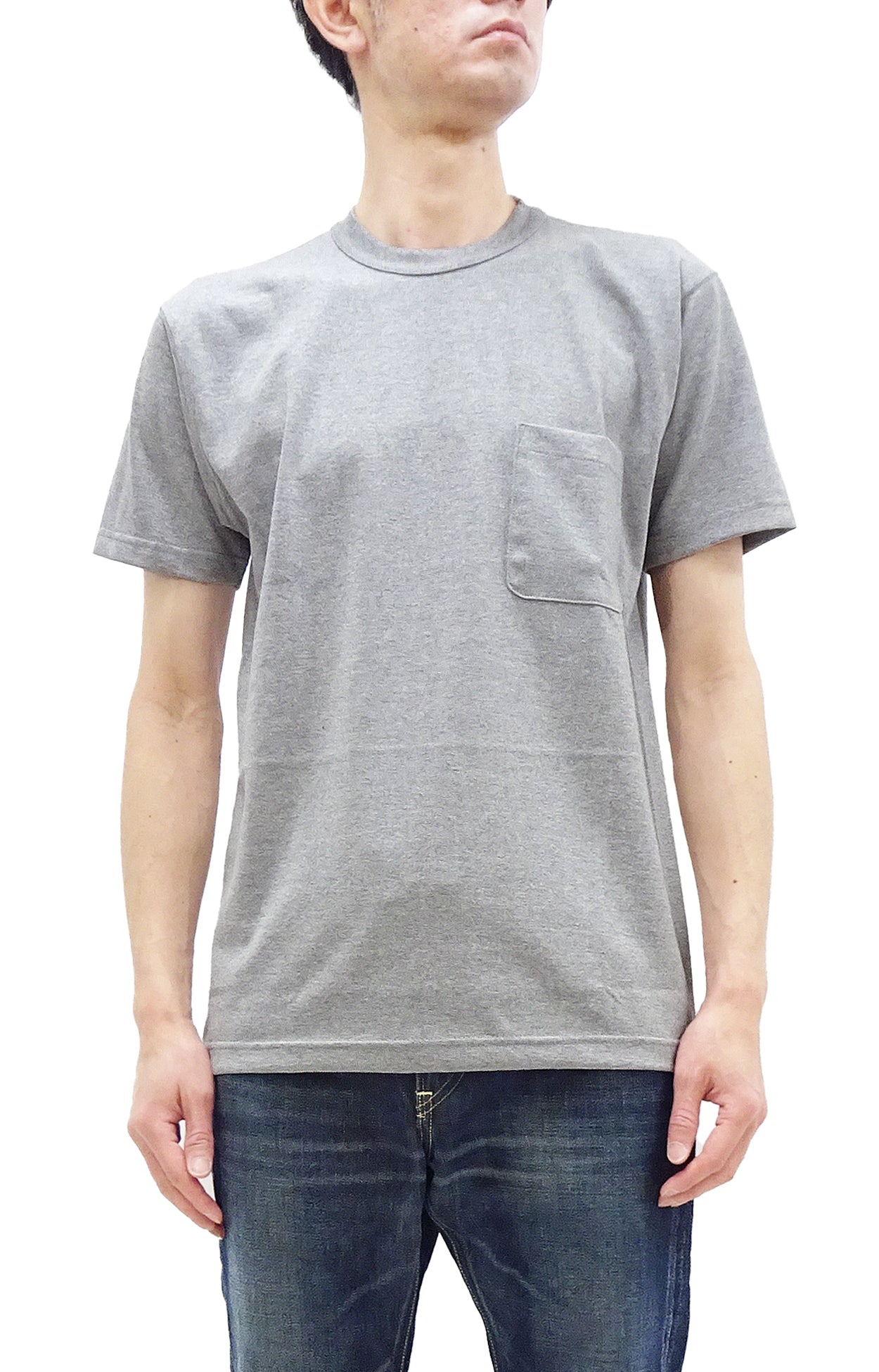 TOYS McCOY T-shirt Men's Steve McQueen Plain Pocket T-Shirt Short Sleeve Loopwheeled Tee TMC2410 020 Ash-Gray