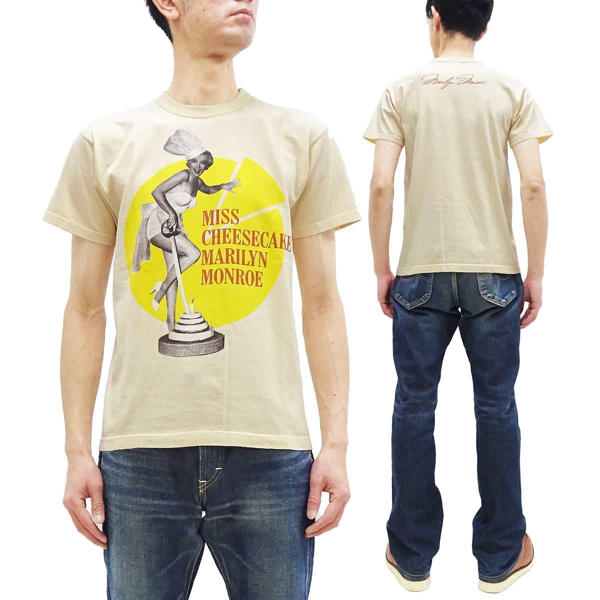 TOYS McCOY T-shirt Men's Marilyn Monroe Graphic Short Sleeve Loopwheeled Tee TMC2413 040 Natural