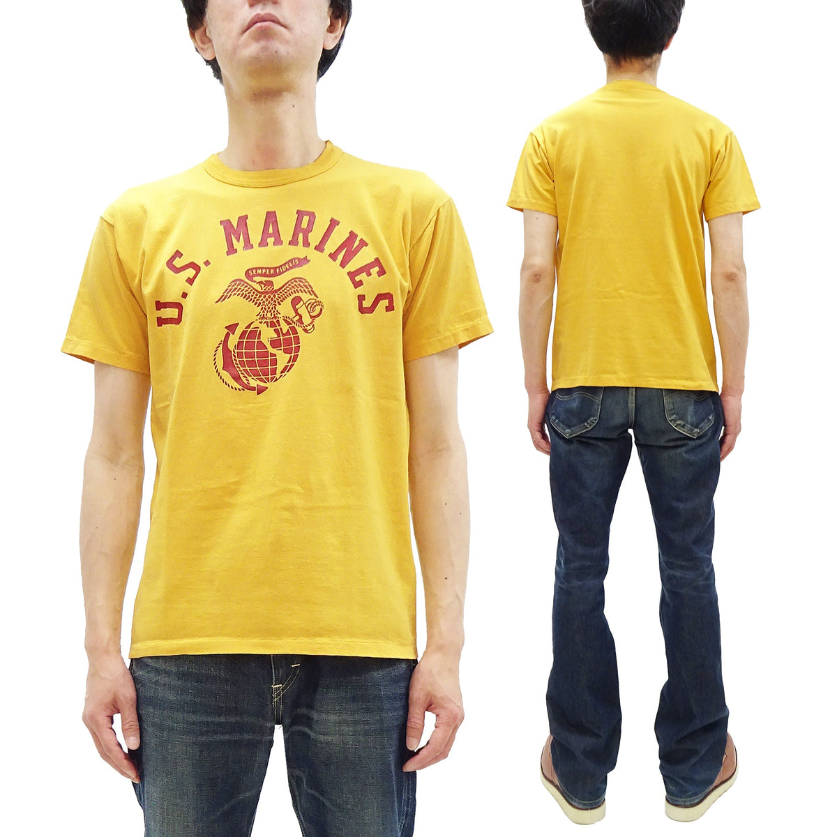 TOYS McCOY Graphic Loopwheel T-shirt - Men's Short Sleeve Taxi Driver U.S. Marines Printed Tee TMC2515 060 Faded-Yellow