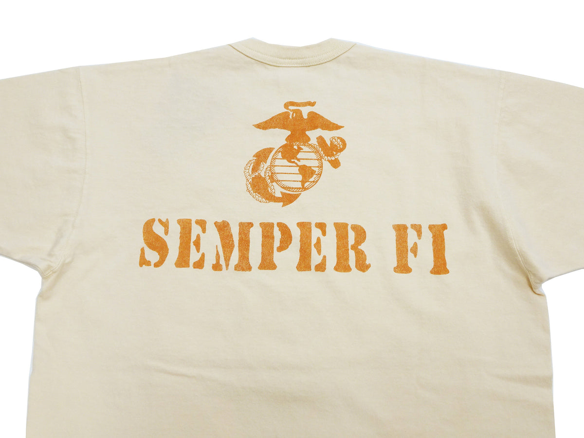 TOYS McCOY Graphic Loopwheel T-shirt - Men's Short Sleeve Flying Ace Snoopy x USMC Printed Tee TMC2527 Garment-Dyed Finish 040 Faded-Natural