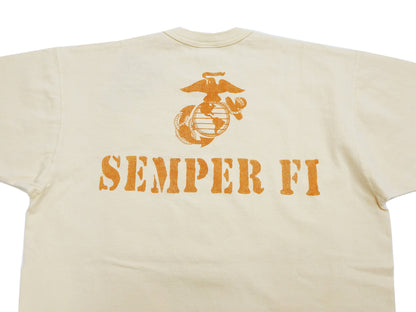 TOYS McCOY Graphic Loopwheel T-shirt - Men's Short Sleeve Flying Ace Snoopy x USMC Printed Tee TMC2527 Garment-Dyed Finish 040 Faded-Natural