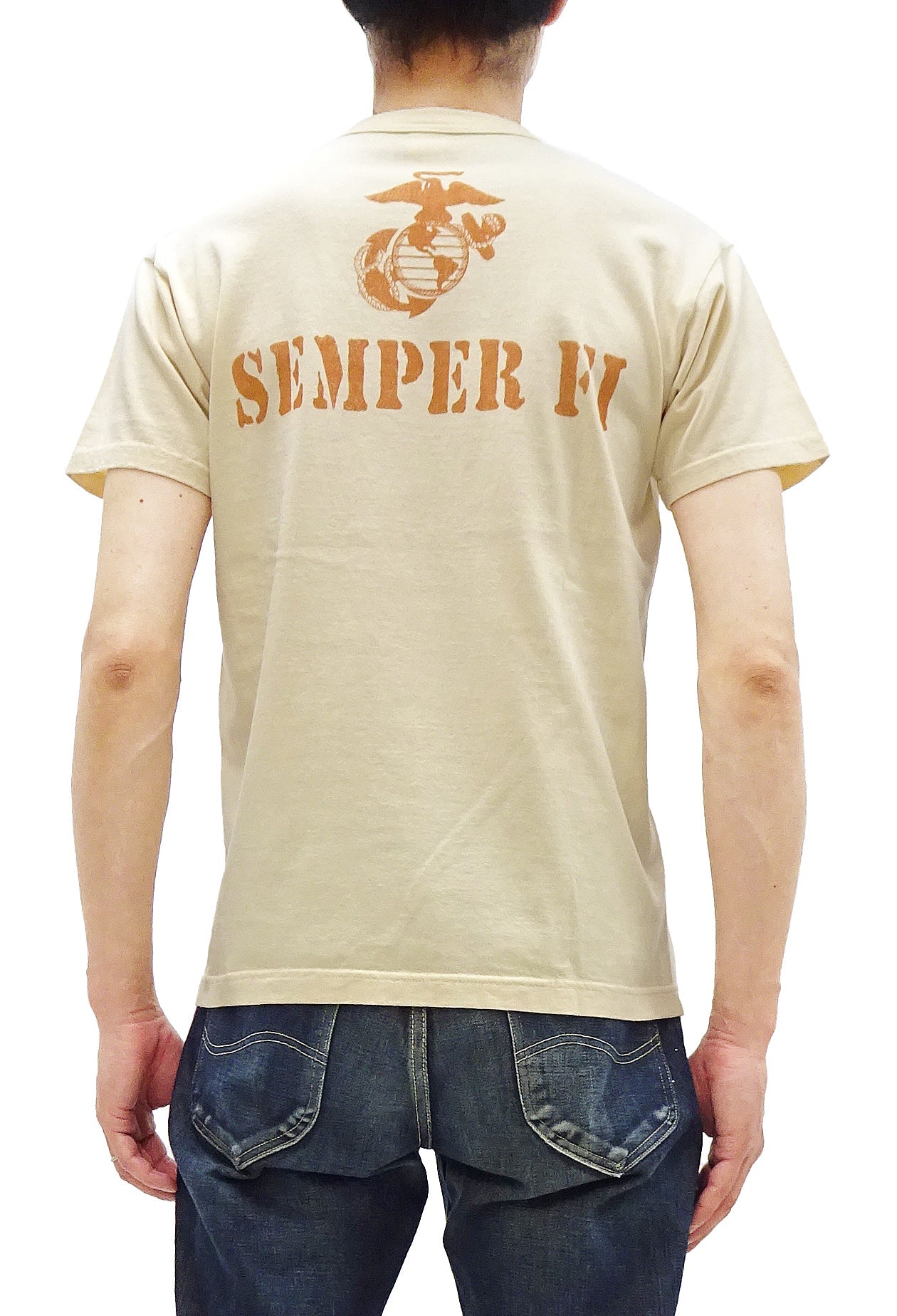 TOYS McCOY Graphic Loopwheel T-shirt - Men's Short Sleeve Flying Ace Snoopy x USMC Printed Tee TMC2527 Garment-Dyed Finish 040 Faded-Natural