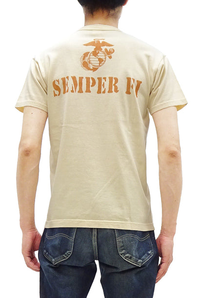TOYS McCOY Graphic Loopwheel T-shirt - Men's Short Sleeve Flying Ace Snoopy x USMC Printed Tee TMC2527 Garment-Dyed Finish 040 Faded-Natural